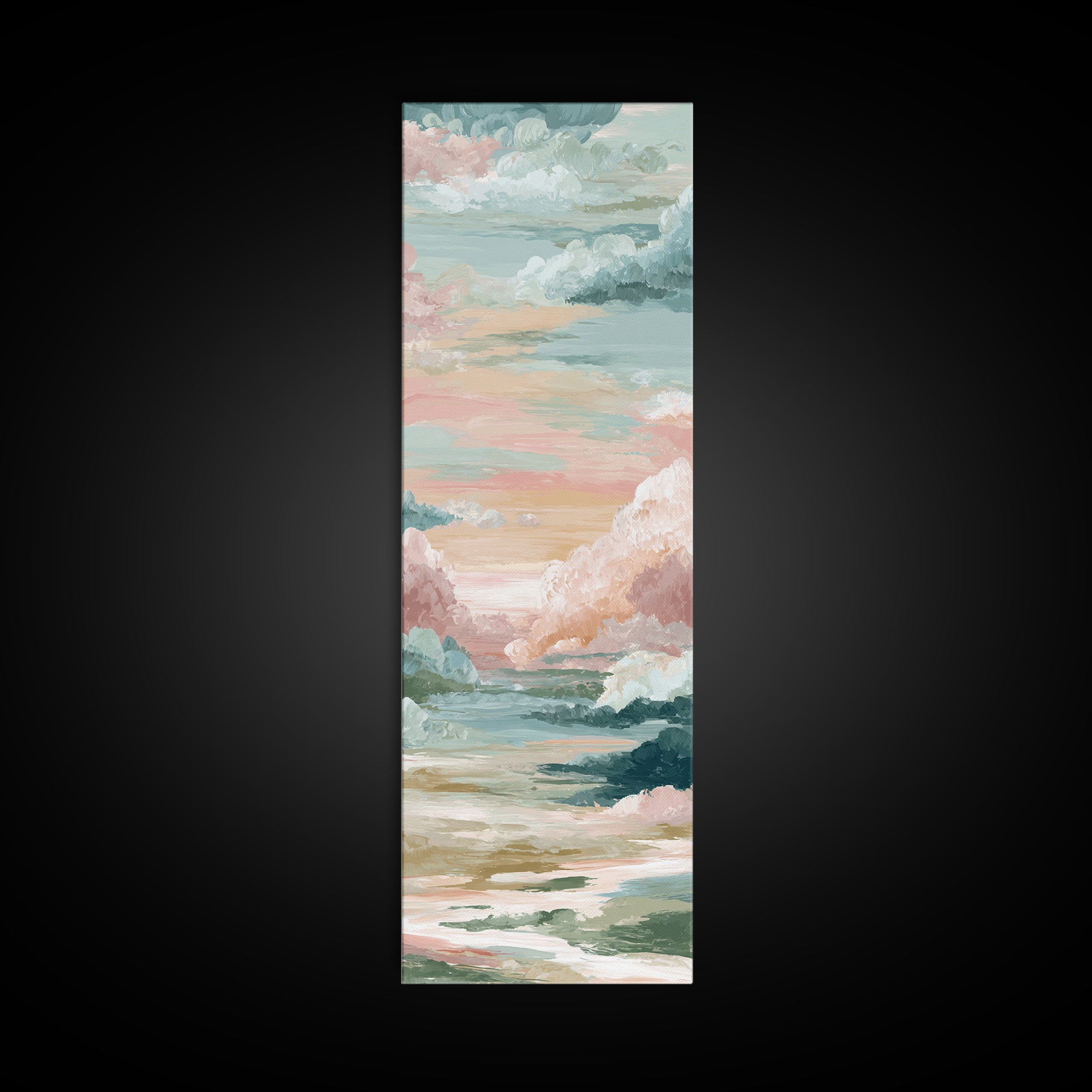 Pastel Rainbow with Soft Cloud Shapes Canvas Print, Nursery Decor, Minimalist Decor, Nursery, Wall Decals, Nursery Wall Decor, NDE-1x3-13