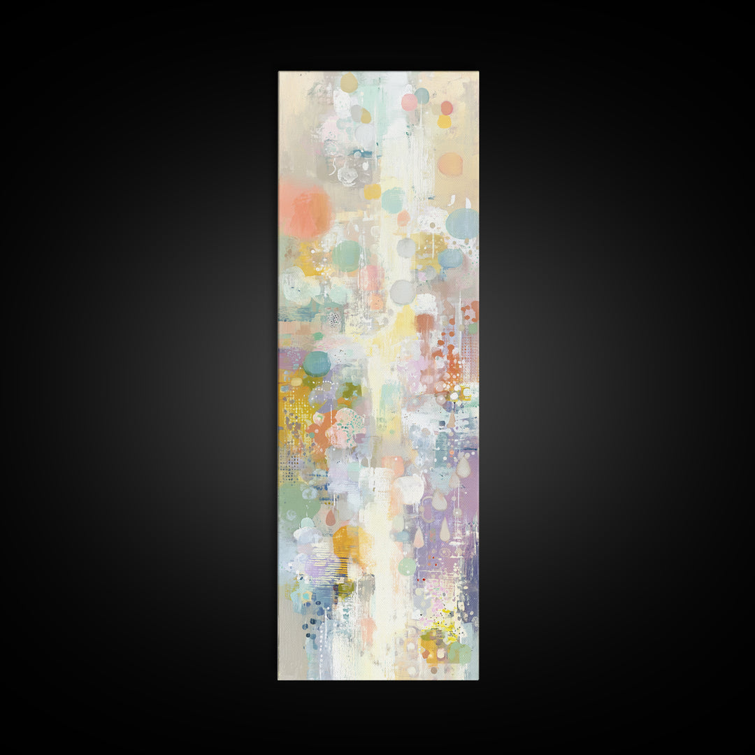 Cloud Rainbow and Raindrop Composition Canvas Print, Nursery Decor, Canvas, Fine Art, Nursery, Playroom Decor, Floral Wall Art, NDE-1x3-32