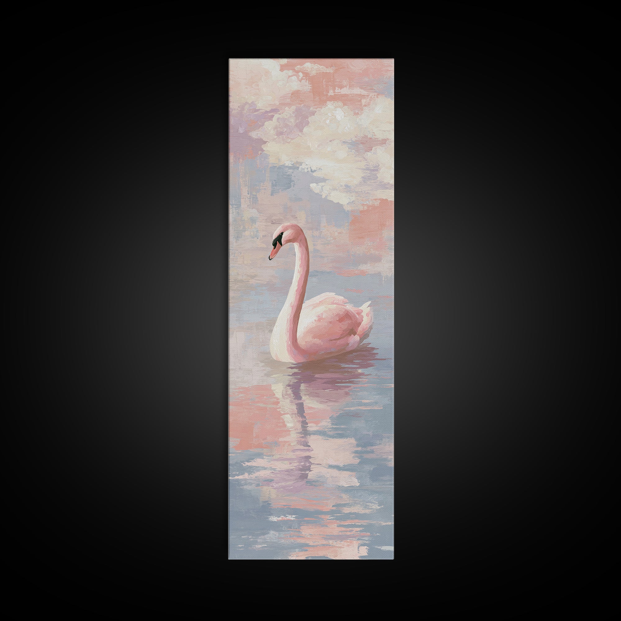 Pink Swan on Calm Pond Canvas Print, Nursery Decor, Nursery Wall Decor, Fine Art, Nursery, Nursery Name Sign, Kids Wall Art, NDE-1x3-73