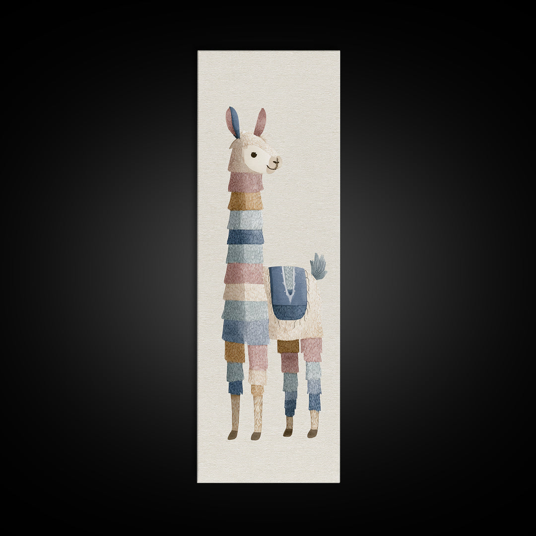 Cute Llama with Blanket Pattern Canvas Print, Nursery Decor, Safari Nursery Decor, Nursery, Modern Decor, Fine Art Print, NDE-1x3-81