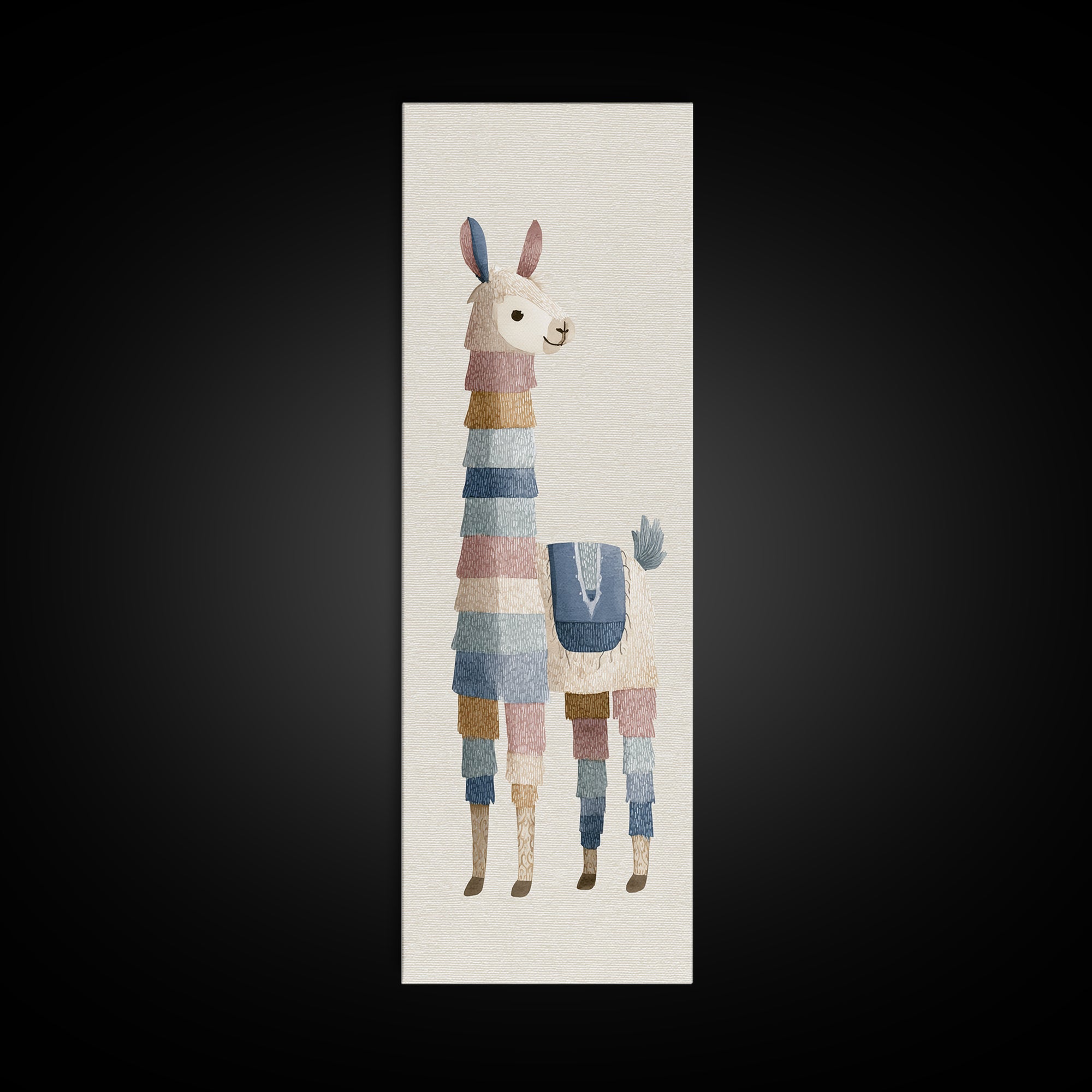 Cute Llama with Blanket Pattern Canvas Print, Nursery Decor, Safari Nursery Decor, Nursery, Modern Decor, Fine Art Print, NDE-1x3-81