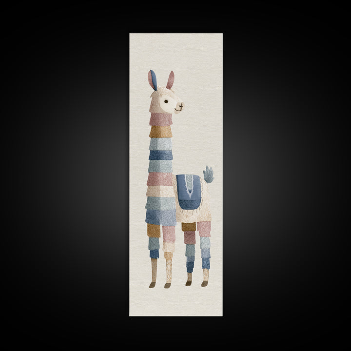 Cute Llama with Blanket Pattern Canvas Print, Nursery Decor, Safari Nursery Decor, Nursery, Modern Decor, Fine Art Print, NDE-1x3-81