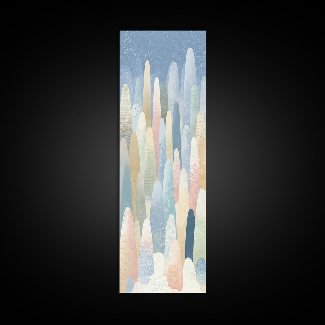 Calm Mountain Nursery Landscape Framed Canvas Print, Nursery Decor, Playroom Decor, Oil Painting, Nursery, Boy Nursery Decor, NDE-1x3-84