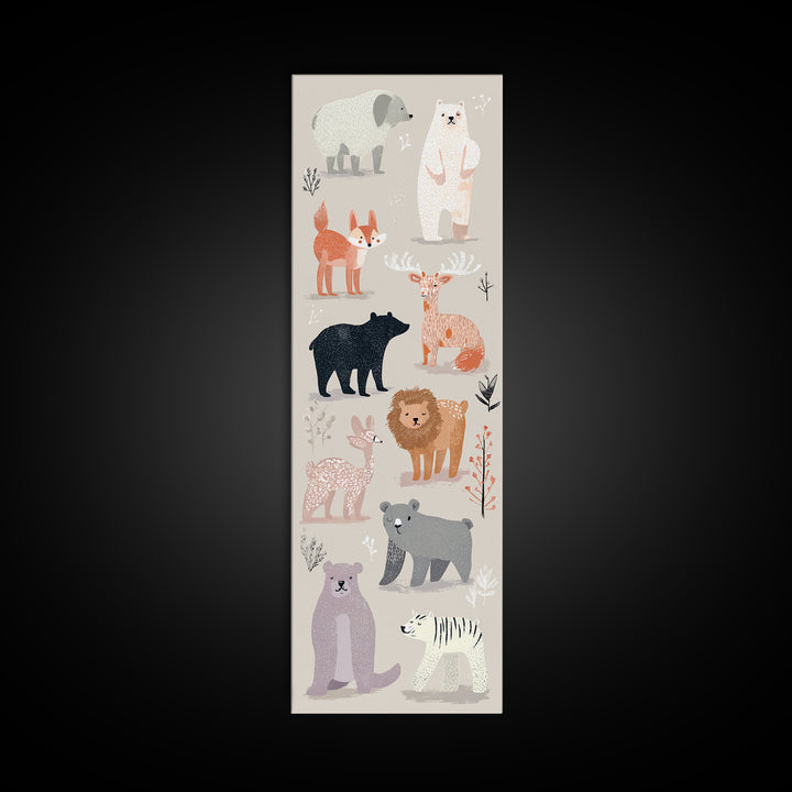 Woodland Animal Parade Canvas Print, Nursery Decor, Contemporary Art, Fine Art, Nursery, Wall Decals, Nursery Wall Decor, NDE-1x3-86