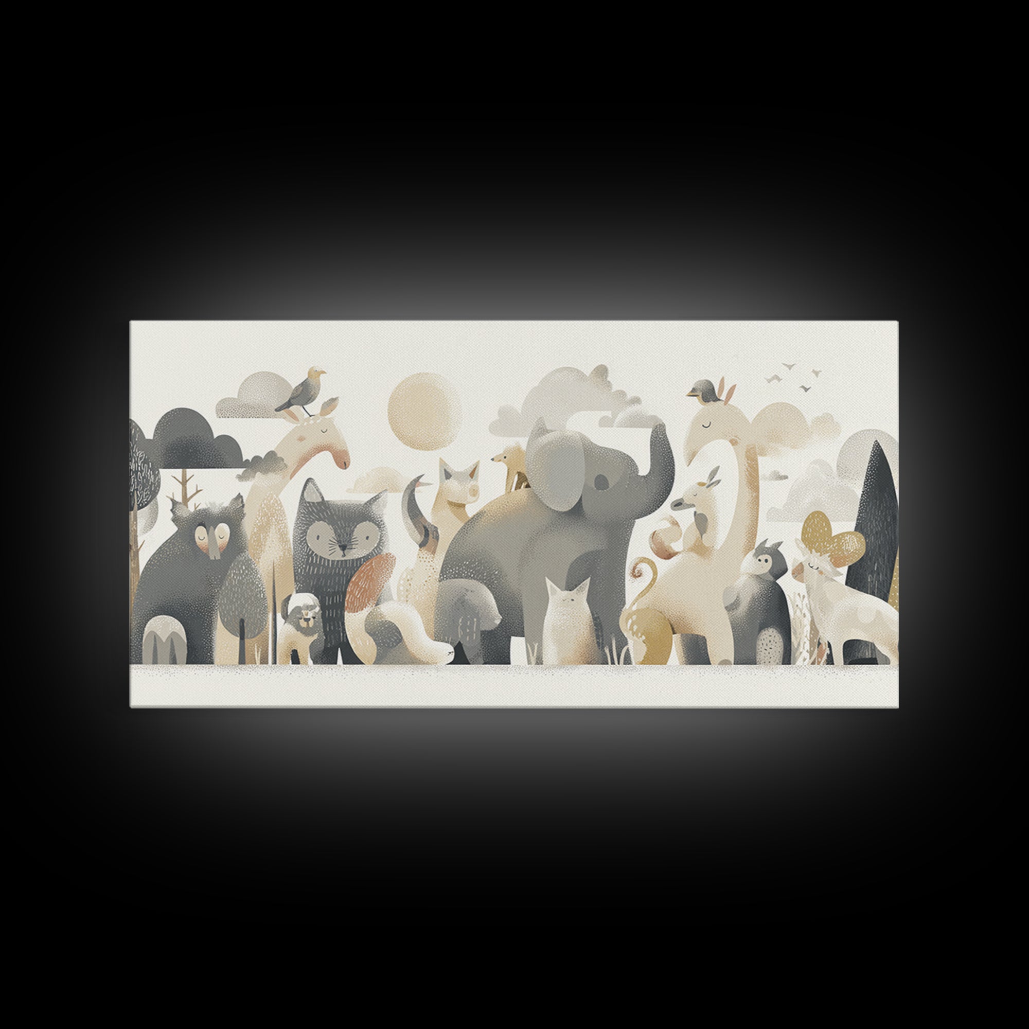 Woodland Animal Parade Framed Canvas Print, Nursery Decor, Wall Decor, Nursery, Woodland Nursery Decor, Nursery Prints, NDE-2x1-46