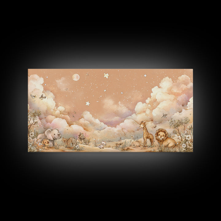 Cute Safari Animals Canvas Print, Nursery Decor, Printable Wall Art, Fine Art, Nursery, Nursery Prints, Playroom Decor, NDE-2x1-48