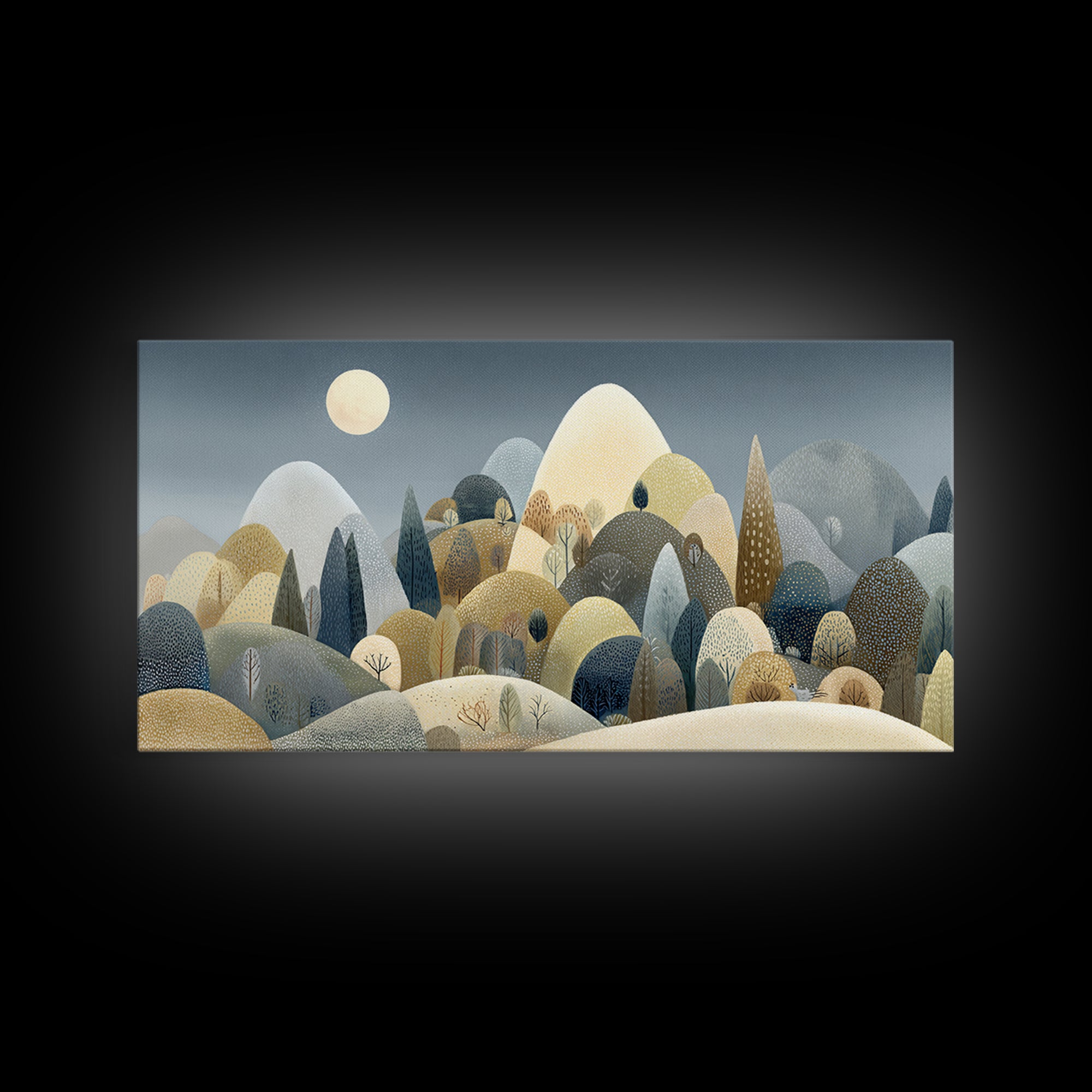 Calm Mountain Nursery Landscape Framed Canvas Print, Nursery Decor, Wall, Nursery, Nursery Wall Decals, Woodland Nursery, NDE-2x1-92