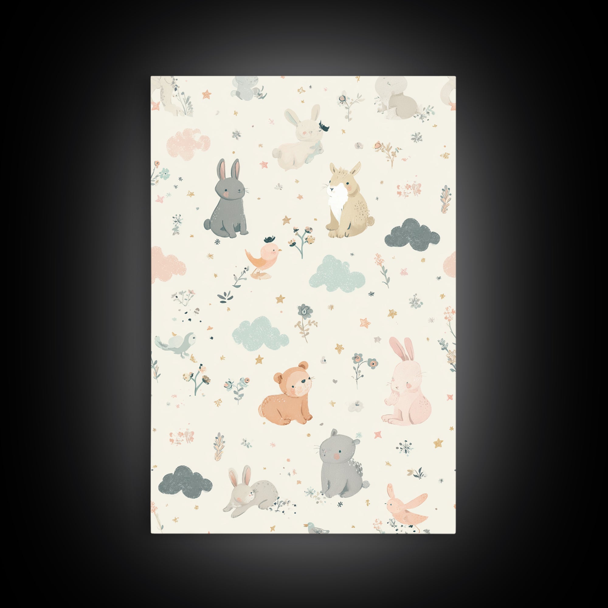 Woodland Animal Parade Canvas Print, Nursery Decor, Contemporary Art, Fine Art, Nursery, Wall Decals, Nursery Wall Decor, NDE-2x3-10