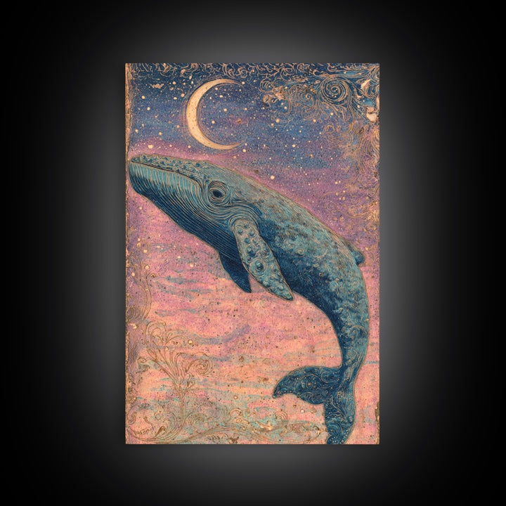 Sleeping Kitten on Crescent Moon Framed Canvas Print, Nursery Decor, Framed Wall Art, Fine Art, Nursery, Safari Nursery Decor, NDE-2x3-25