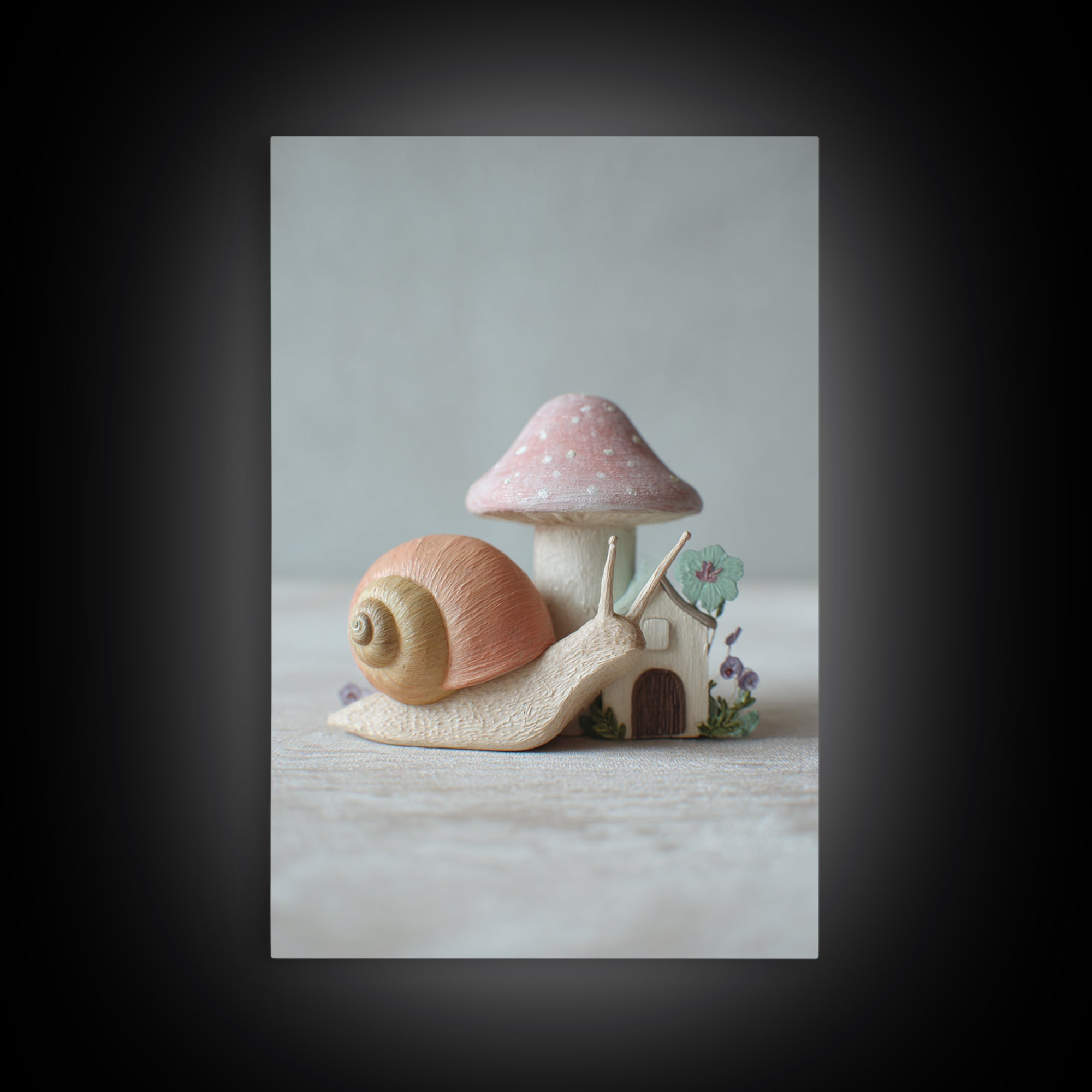 Garden Snail with Mushroom House Canvas Print, Nursery Decor, Fine Art Print, Watercolor Art, Nursery, Printable Wall Art, NDE-2x3-7