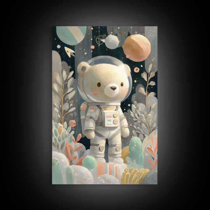 Little Astronaut Bear Canvas Print, Nursery Decor, Playroom Decor, Fine Art, Nursery, Boy Nursery Decor, Gallery Decor, NDE-2x3-71