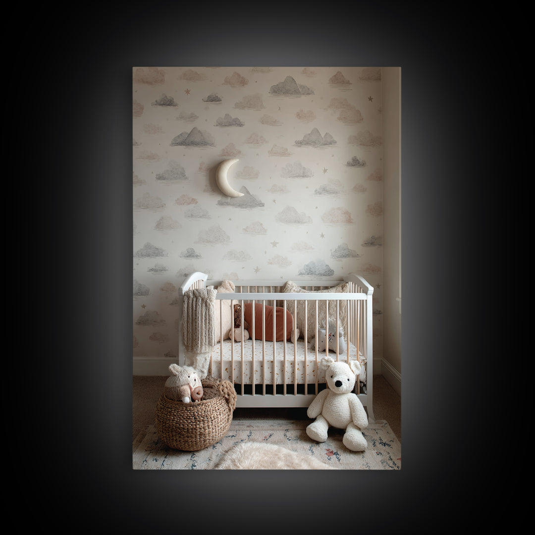 Calm Mountain Nursery Landscape Framed Canvas Print, Nursery Decor, Nursery Wall Decal, Fine Art, Nursery, Minimalist Decor, NDE-2x3-8