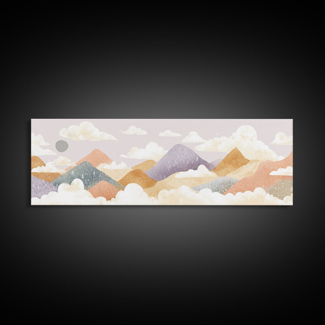 Calm Mountain Nursery Landscape Canvas Print, Nursery Decor, Wall Art, Fine Art, Nursery, Nursery Wall Decor, Nursery Art, NDE-3x1-88
