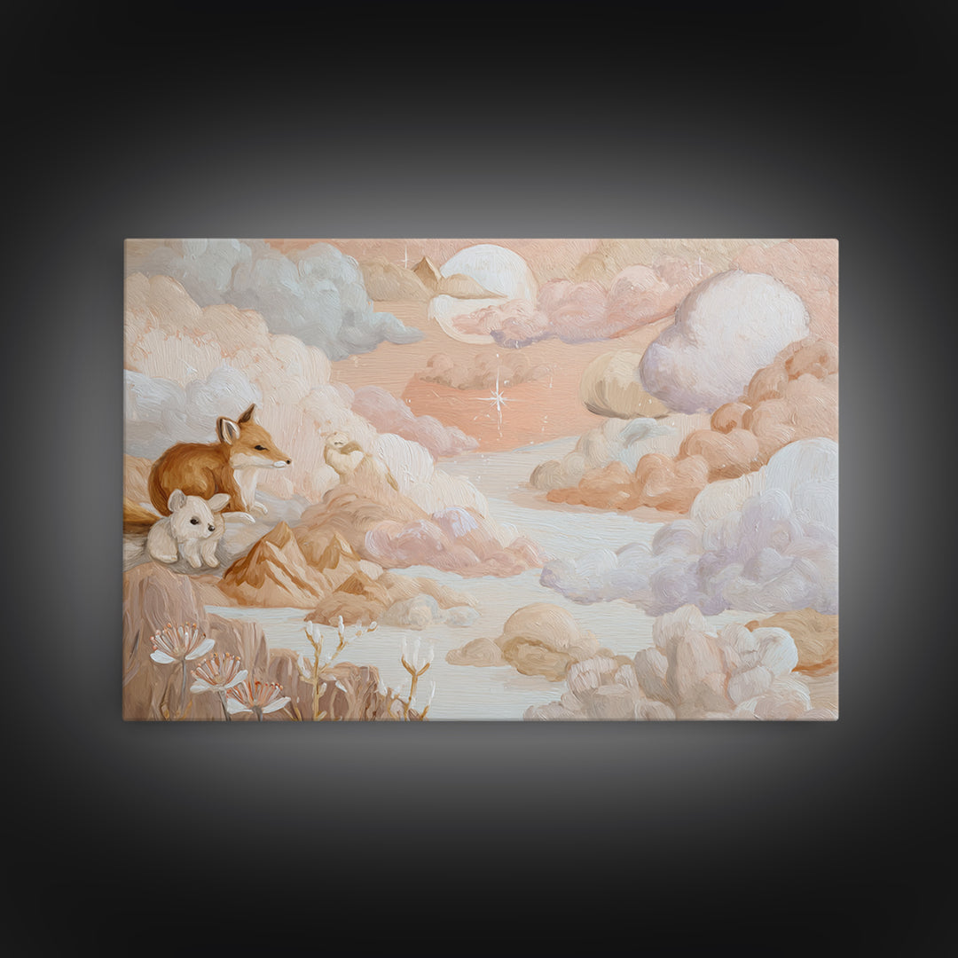 Calm Mountain Nursery Landscape Canvas Print, Nursery Decor, Wall, Fine Art, Nursery, Nursery Wall Decals, Woodland Nursery, NDE-3x2-4