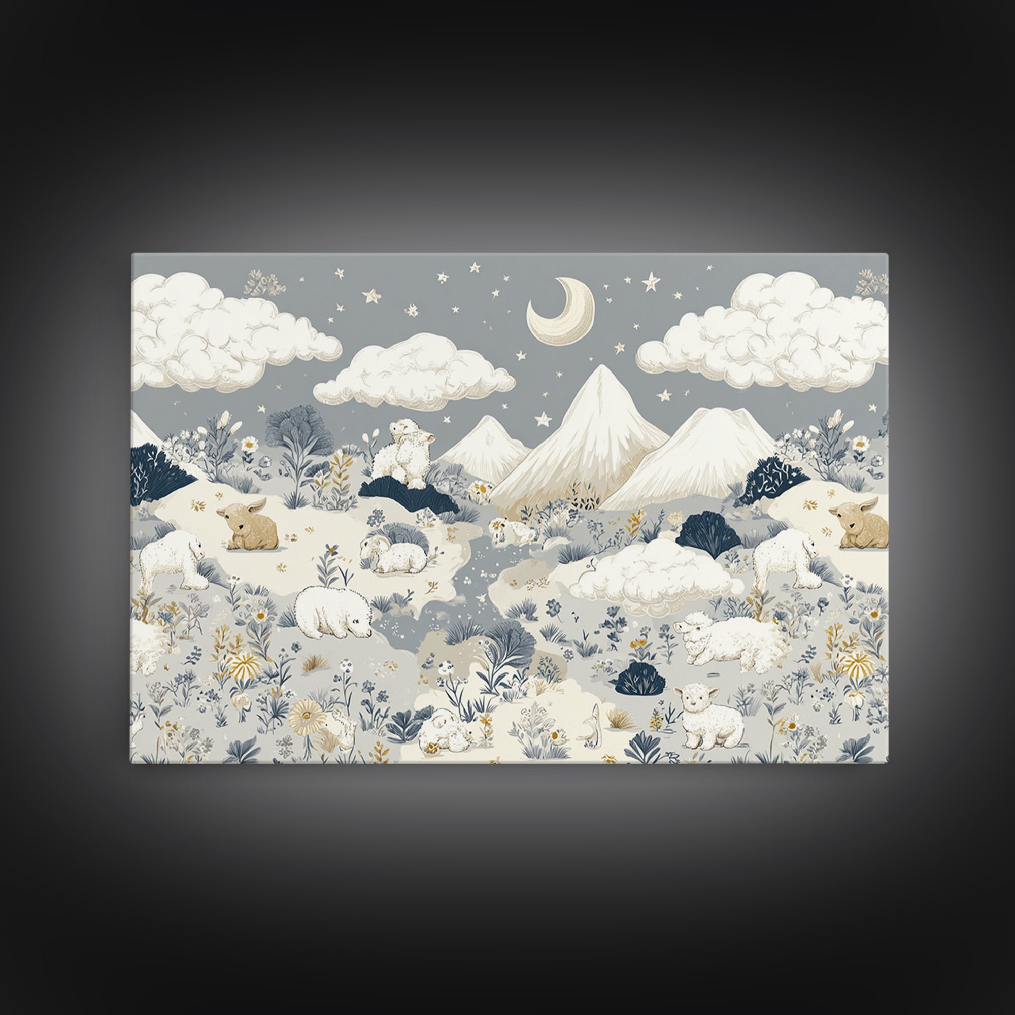 Calm Mountain Nursery Landscape Canvas Print, Nursery Decor, Kids Wall Art, Fine Art, Nursery, Room Decor, Textured Painting, NDE-3x2-52