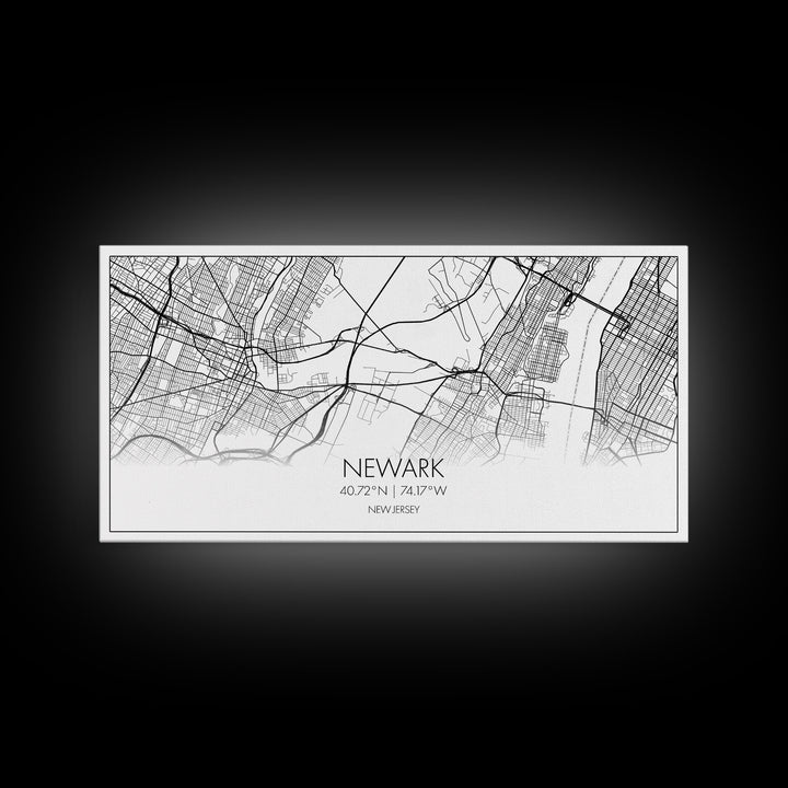 Newark City Map, New Jersey Art, Map Print, Minimalist Wall Art, Wall Art, Canvas Art, Travel Wall Art, Friend Gift, Teen Birthday Gift