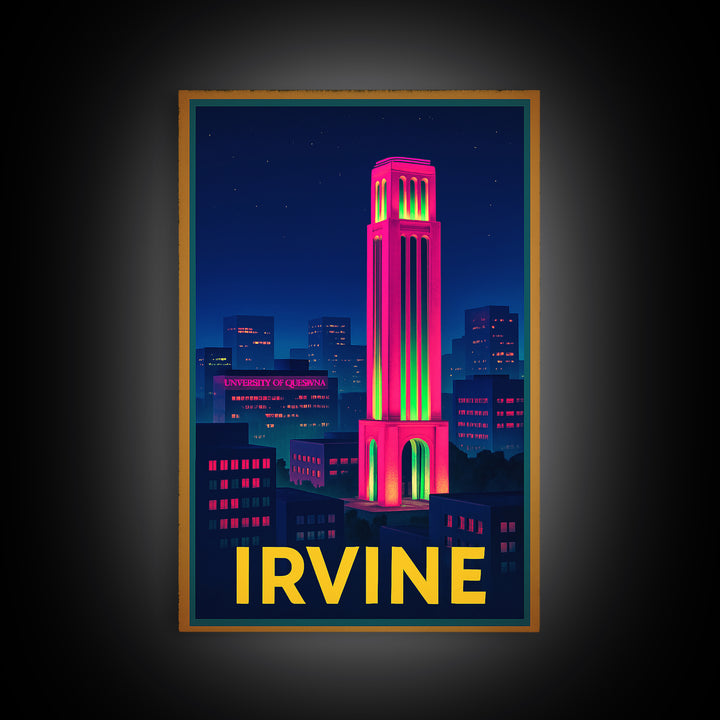 Irvine California Travel Poster, Canvas Print, Cyberpunk Style City Art, Irvine Wall Art, Watercolor City Skyline, Wall Art