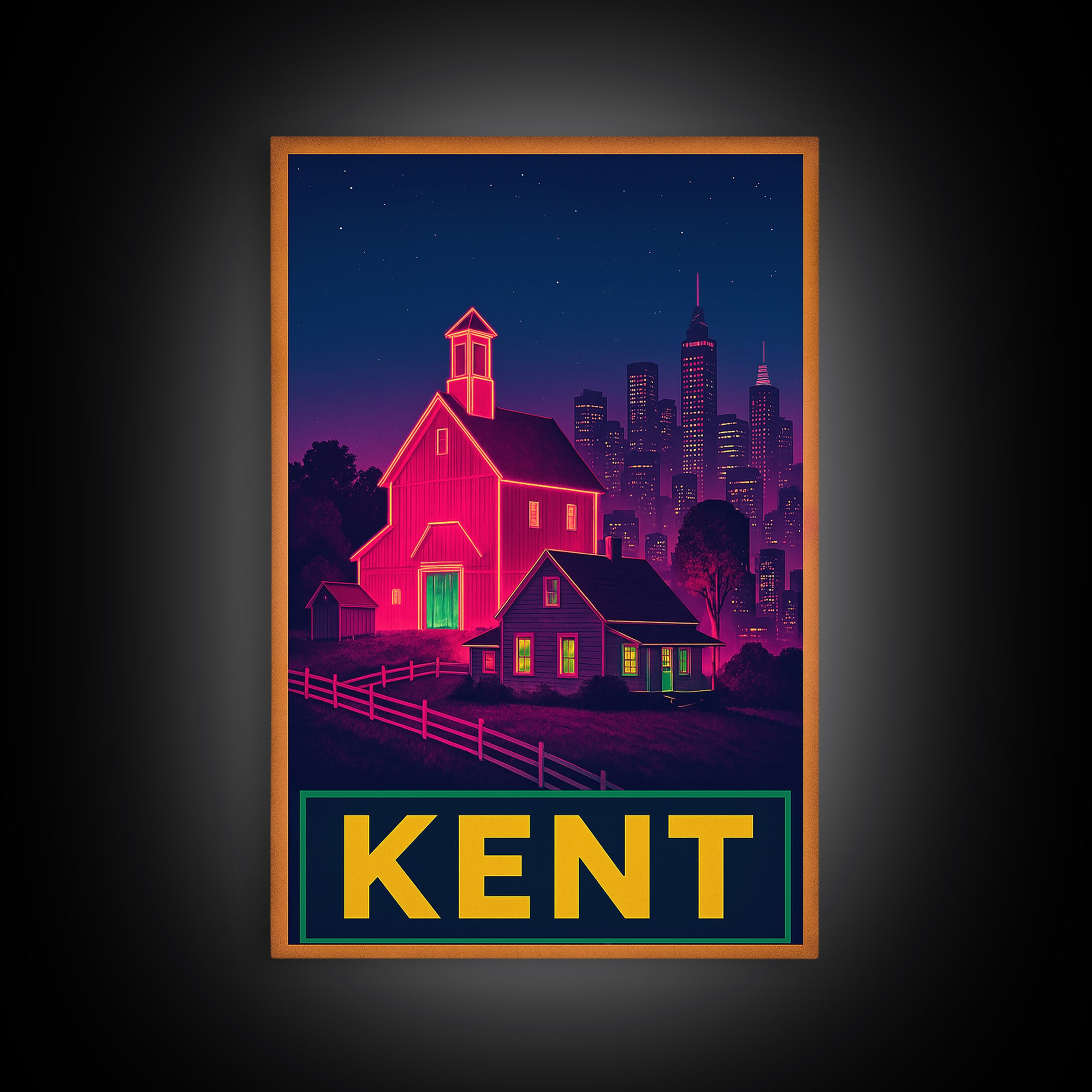 Kent Washington Travel Poster, Canvas Print, Cyberpunk Style City Art, Kent Art Print, City Art Print, Fine Art Print, Travel Art Print