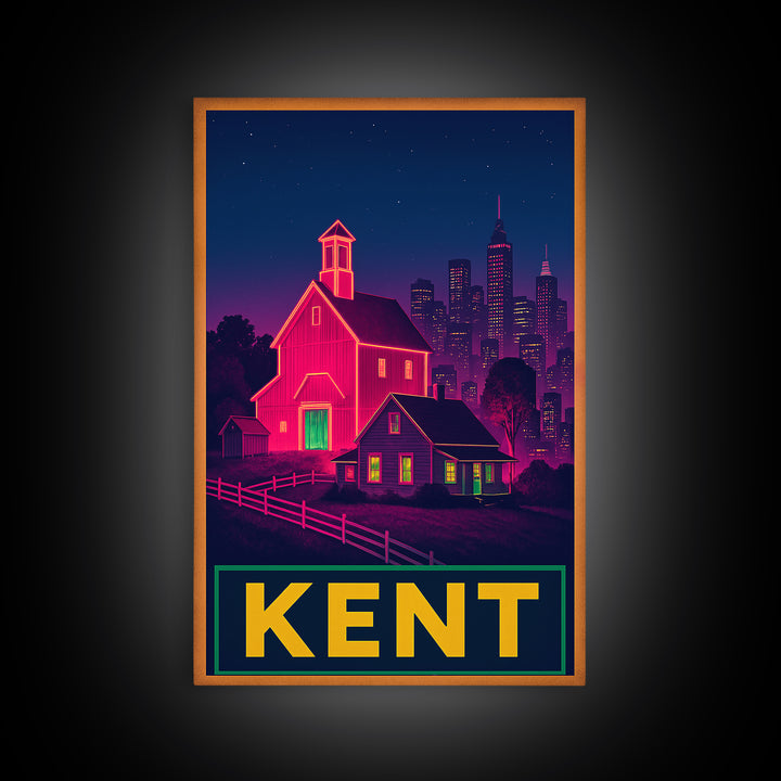 Kent Washington Travel Poster, Canvas Print, Cyberpunk Style City Art, Kent Art Print, City Art Print, Fine Art Print, Travel Art Print