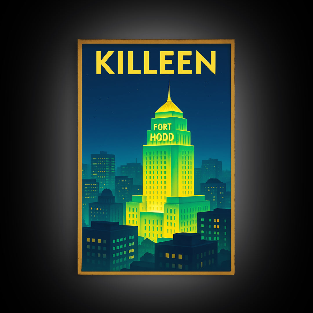Killeen Travel Poster, Canvas Print, Electric Night Poster Art, Killeen Wall Art, Travel Poster Art, Travel Art Print, Vintage Travel Art