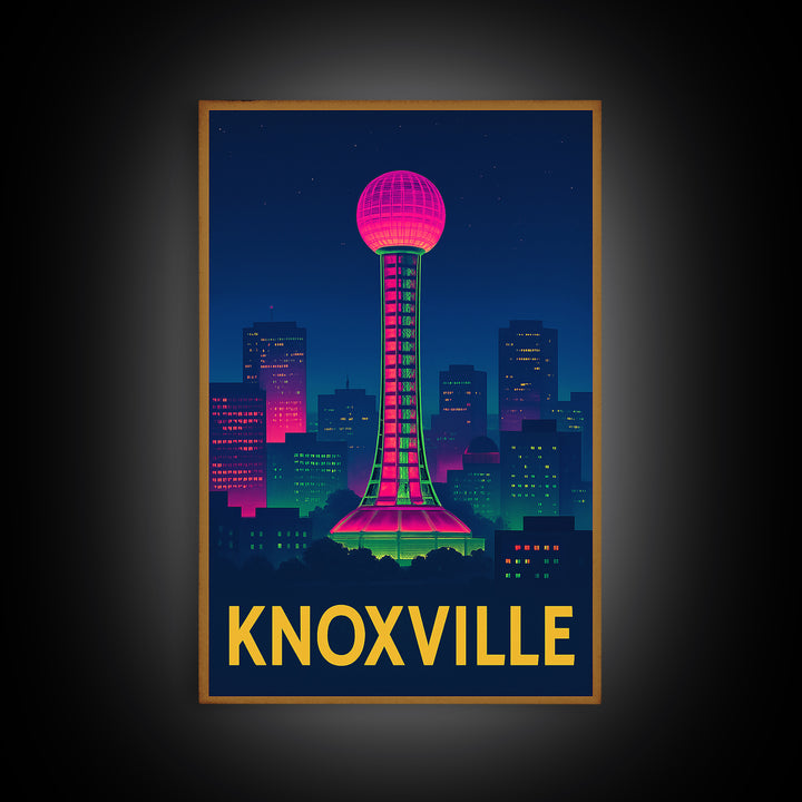 Knoxville Tennessee Travel Poster, Canvas Print, Electric Night Poster Art, Knoxville Poster Print, Wall Art, Vintage City Poster
