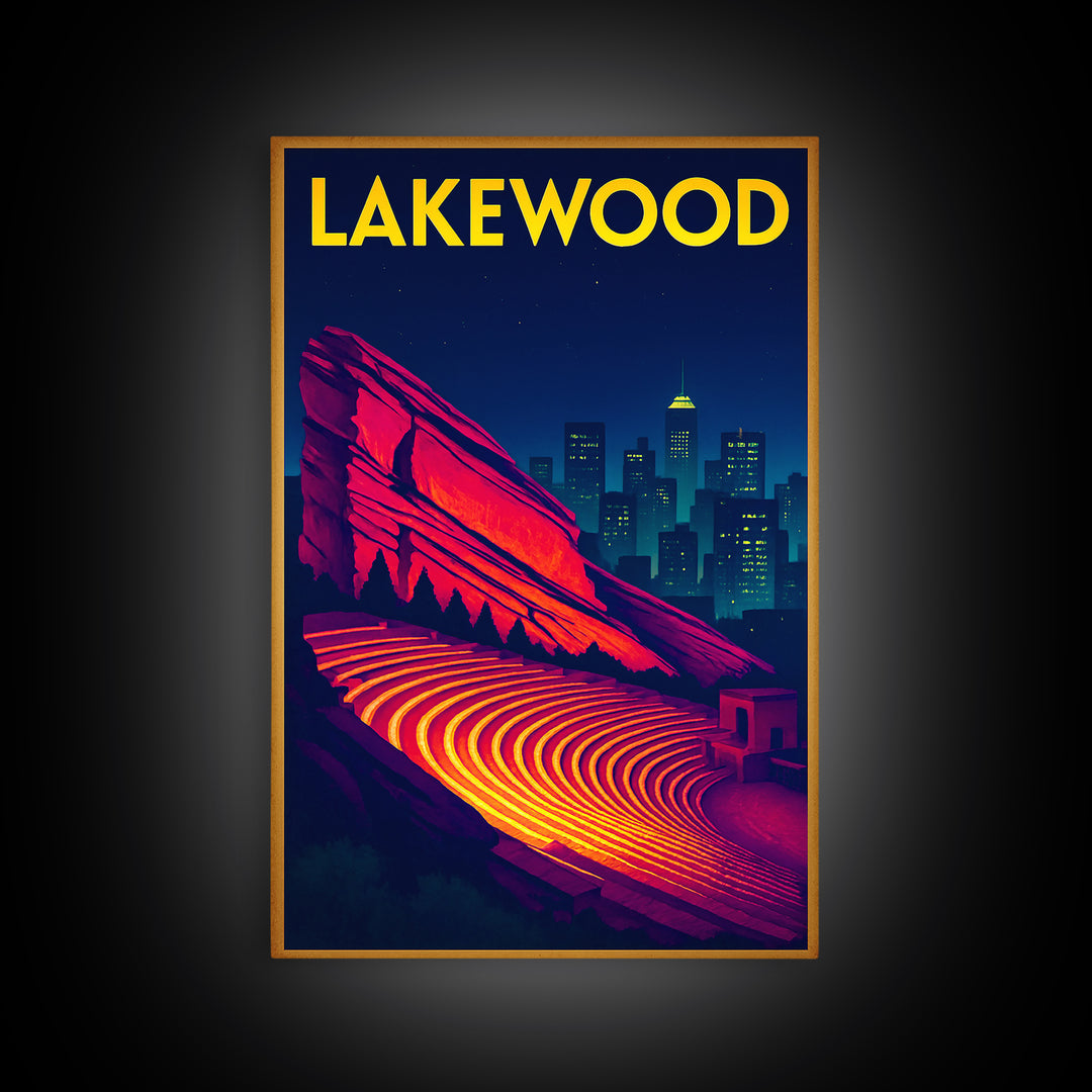 Lakewood Travel Poster, Canvas Print, Cyberpunk Style City Art, Lakewood Travel Art, Travel Wall Art, City Illustration, Fine Art Print