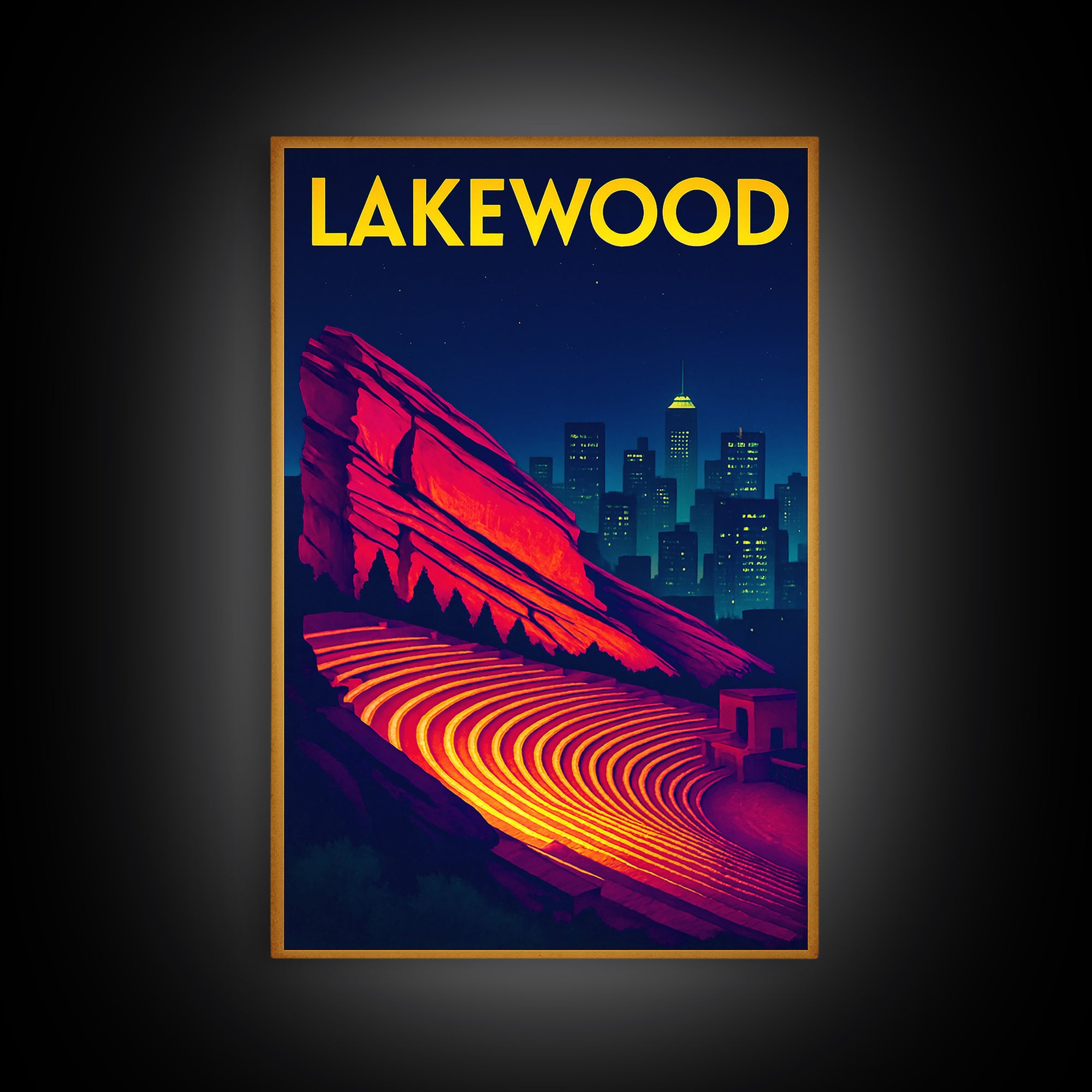 Lakewood Travel Poster, Canvas Print, Cyberpunk Style City Art, Lakewood Travel Art, Travel Wall Art, City Illustration, Fine Art Print