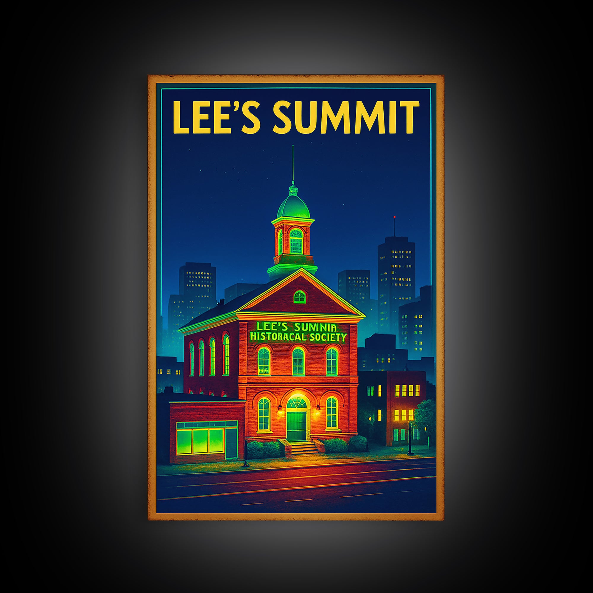 Lee'S Summit Travel Poster, Canvas Print, Electric Night Poster Art, Lee'S Summit Art Print, Travel Art Print, Gift For Travelers