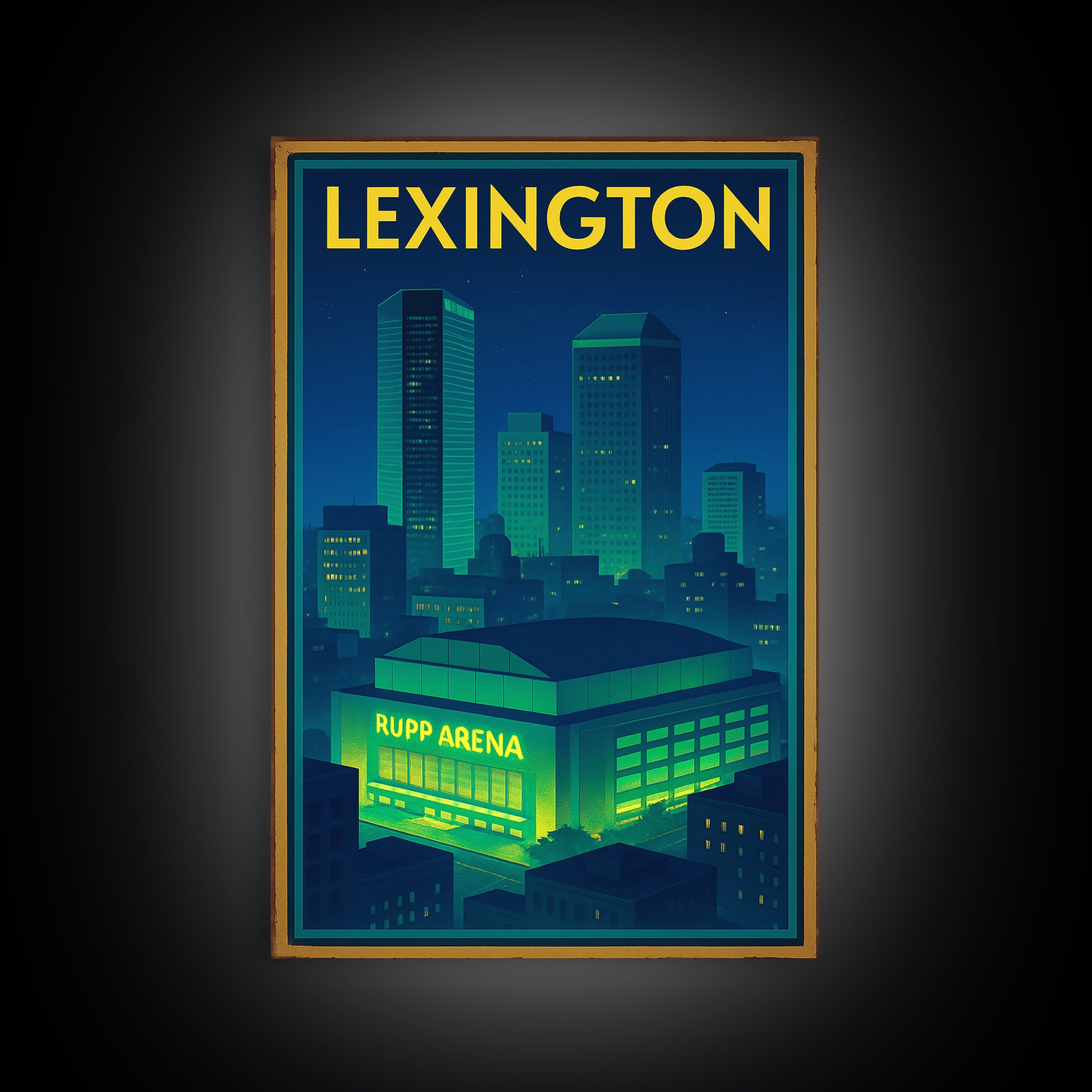 Lexington Travel Poster, Canvas Print, Electric Night Poster Art, Lexington City Art, Eclectic Wall Decor, Travel Poster Set, Home Decor