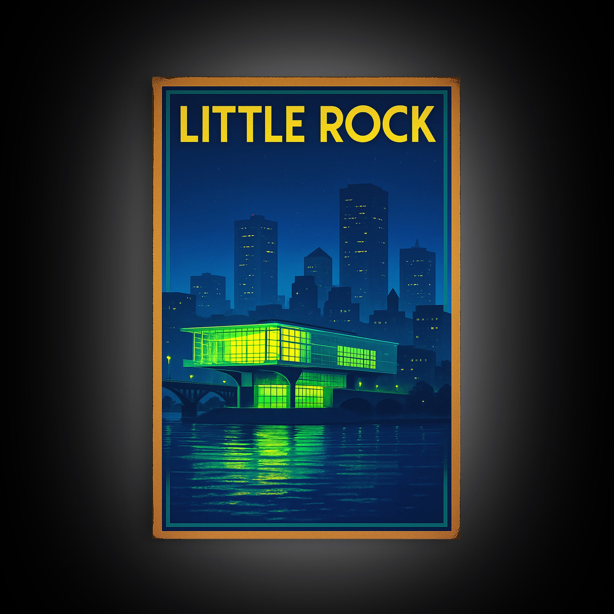 Little Rock Travel Poster, Canvas Print, Retro Neon Travel Art, Little Rock Travel Art, Wanderlust Decor, City Art Print, Gift For Travelers