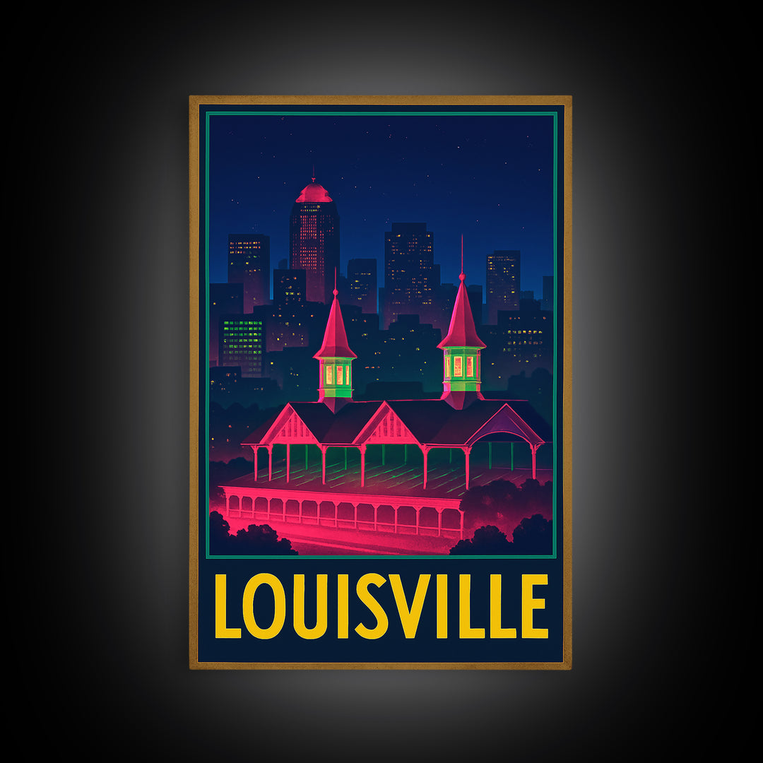 Louisville Kentucky Travel Poster, Canvas Print, Electric Night Poster Art, Louisville Travel Art, Vintage Travel Print, Travel Art Print