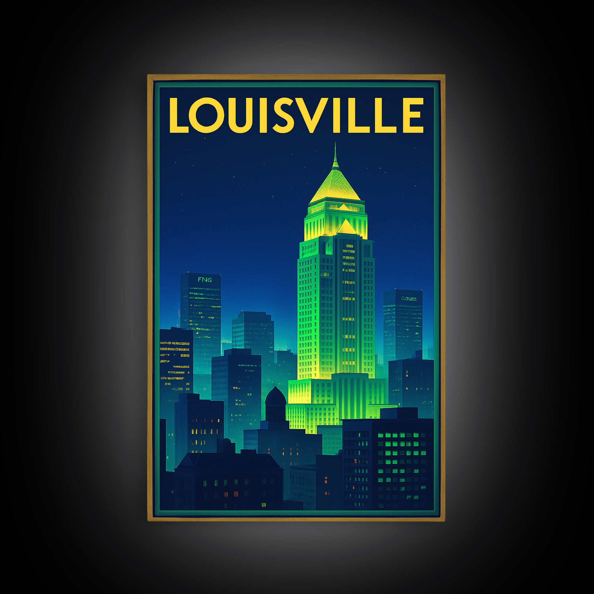 Louisville Travel Poster, Canvas Print, Cyberpunk Style City Art, Louisville Poster Print, City Travel Prints, City Art Print, Design 2