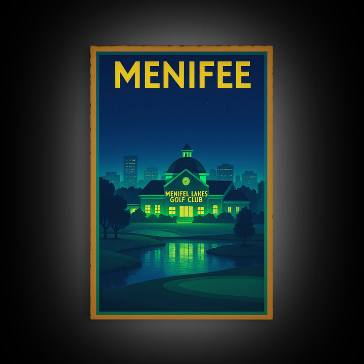 Menifee Travel Poster, Framed Canvas Print, Cyberpunk Style City Art, Menifee City Art, Travel Wall Art, Travel Poster Set, Travel Posters