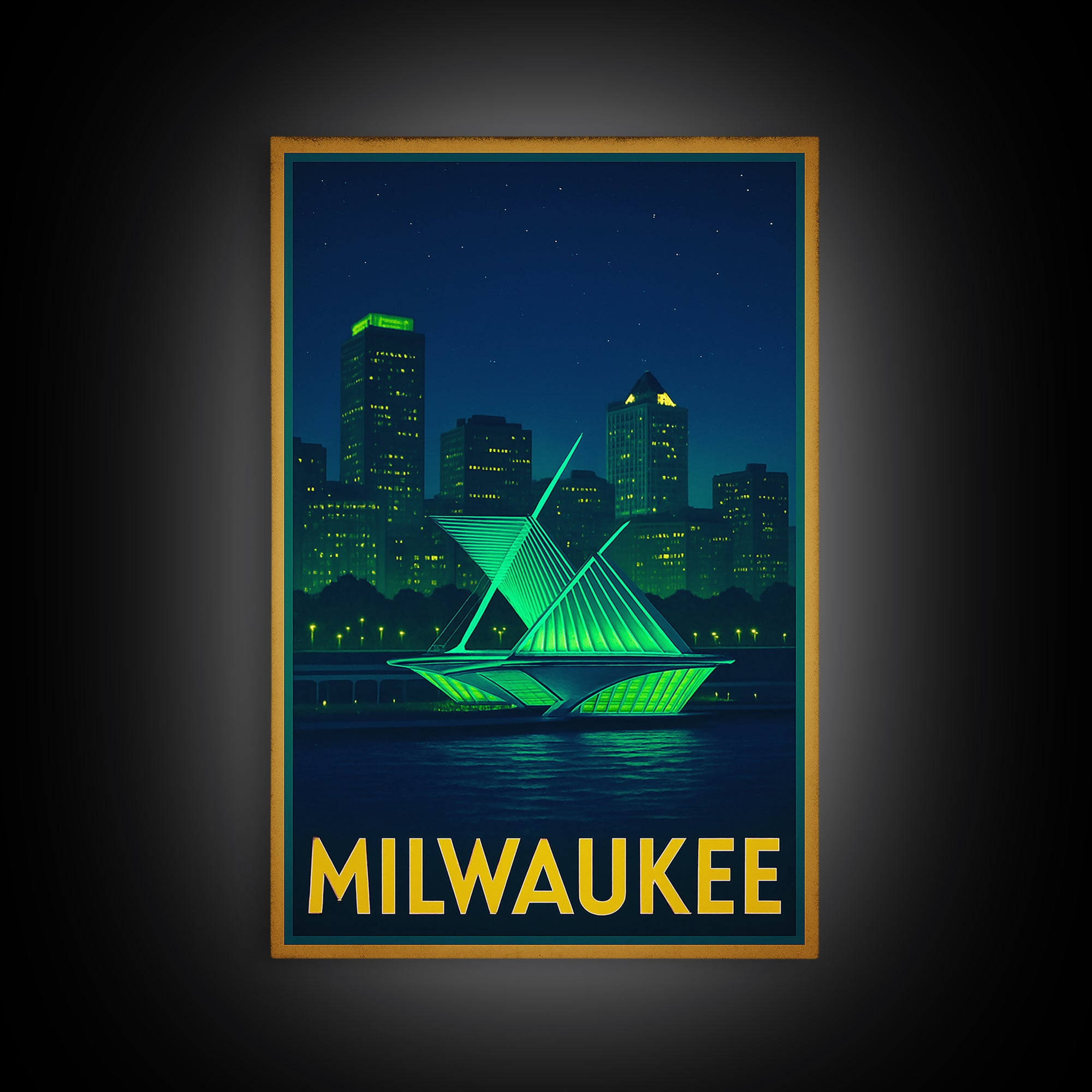 Milwaukee Wisconsin Travel Poster, Canvas Print, Cyberpunk Style City Art, Milwaukee Poster Print, Vintage Travel Print, Travel Art Print