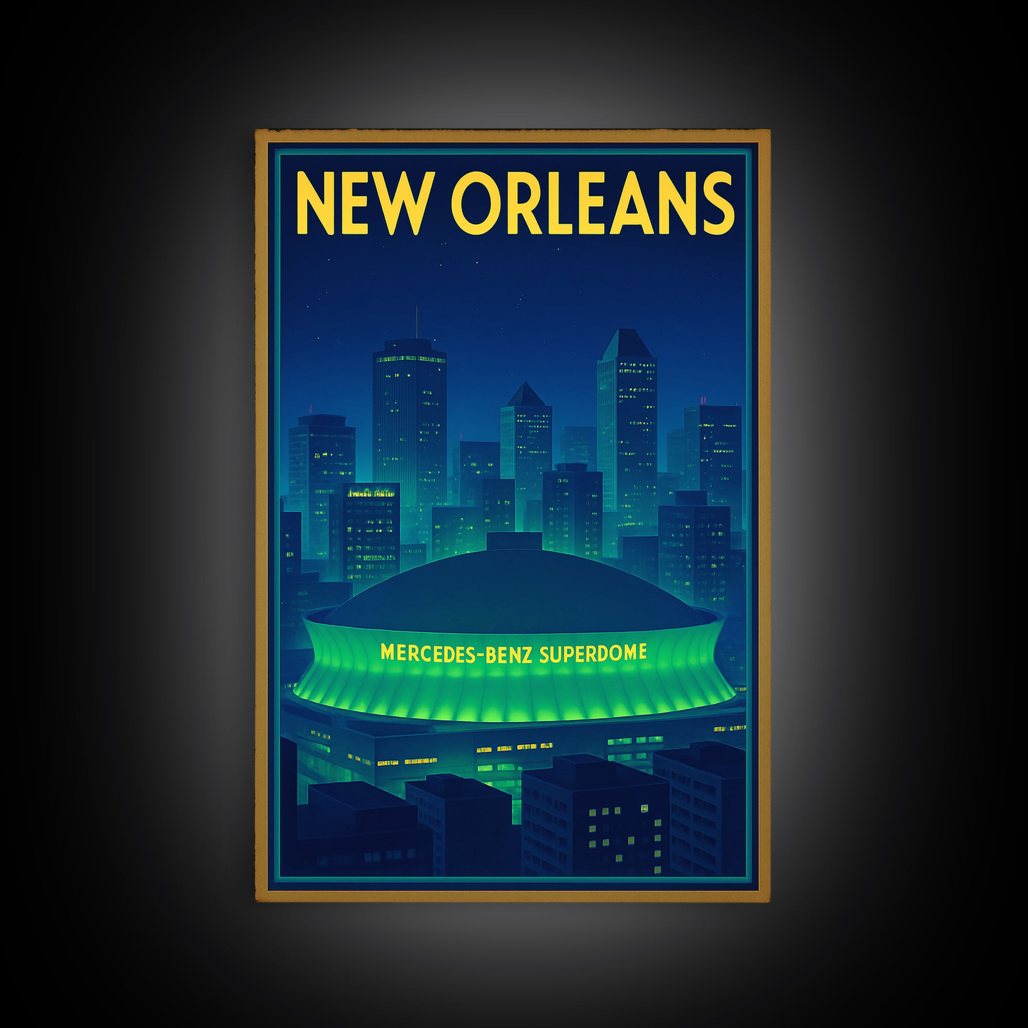 New Orleans Travel Poster, Framed Canvas Print, Cyberpunk Style City Art, New Orleans Poster Print, Travel Poster Set, City Travel Prints