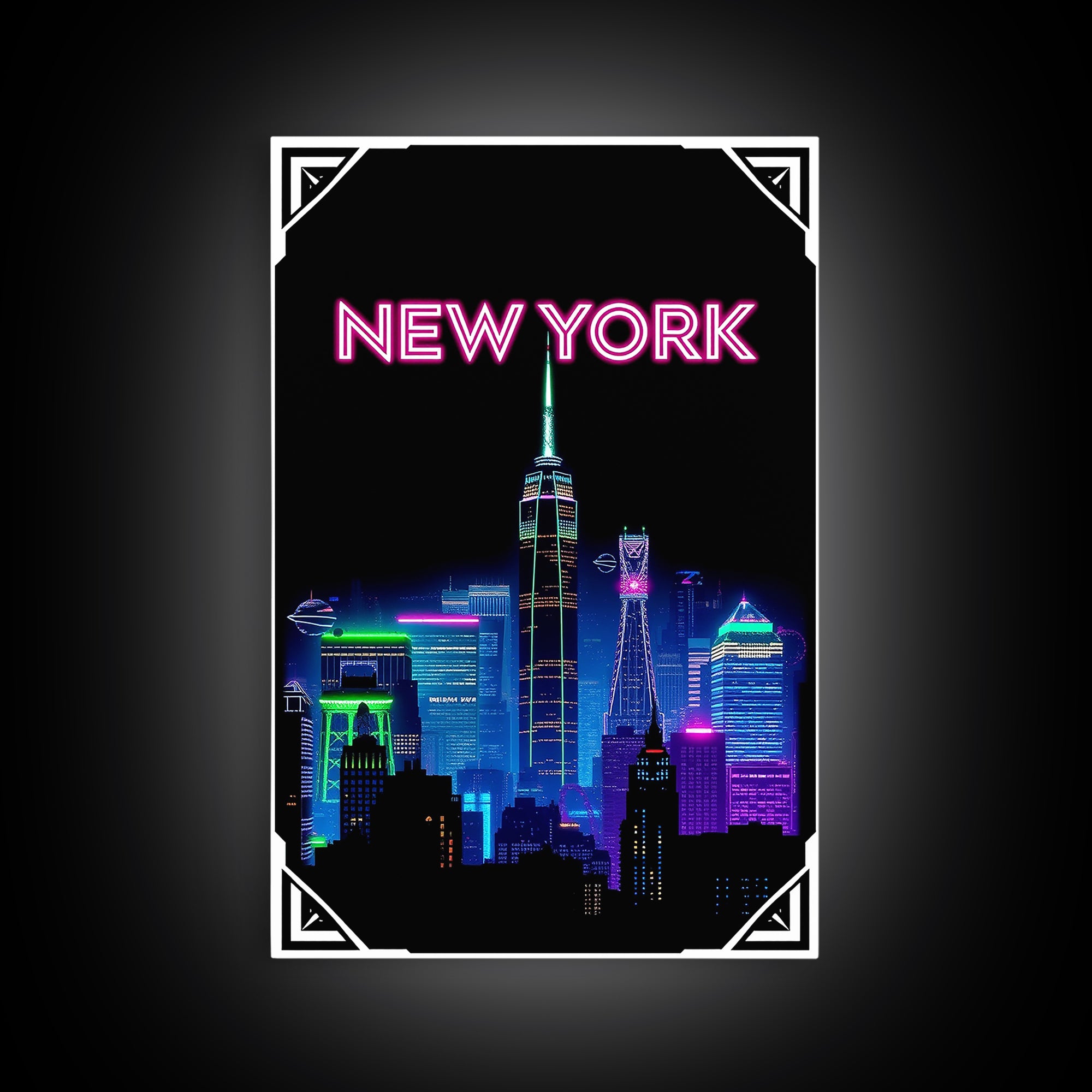 New York Travel Poster, Canvas Print, Electric Night Poster Art, New York City Art, Mid Century Wall Art, Vintage Travel Print