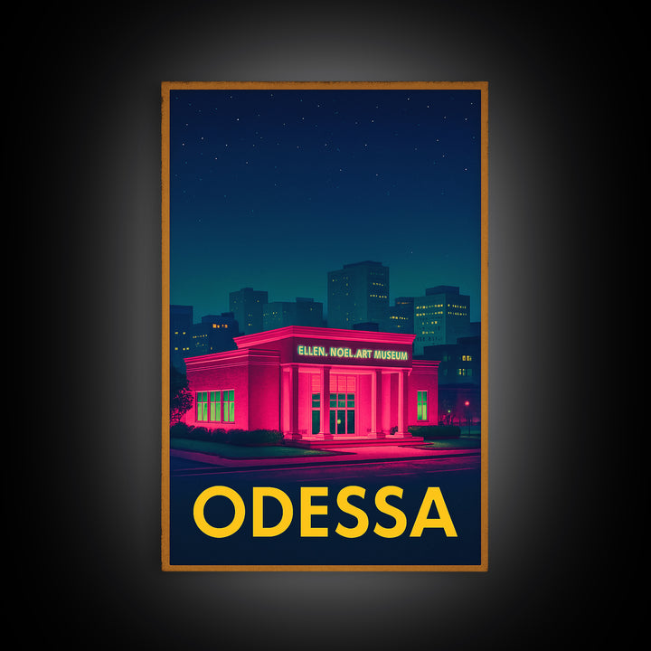Odessa Texas Travel Poster, Canvas Print, Electric Night Poster Art, Odessa Wall Art, Gift For Travelers, Mid Century Wall Art, Office Decor