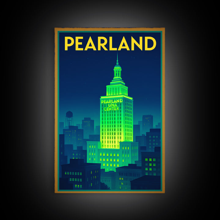 Pearland Travel Poster, Canvas Print, Cyberpunk Style City Art, Pearland Wall Art, Gift For Travelers, Travel Poster Set, Travel Wall Decor
