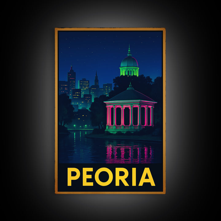 Peoria Arizona Travel Poster, Canvas Print, Electric Night Poster Art, Peoria City Art, Skyline Art, City Art Print, Retro Travel Print