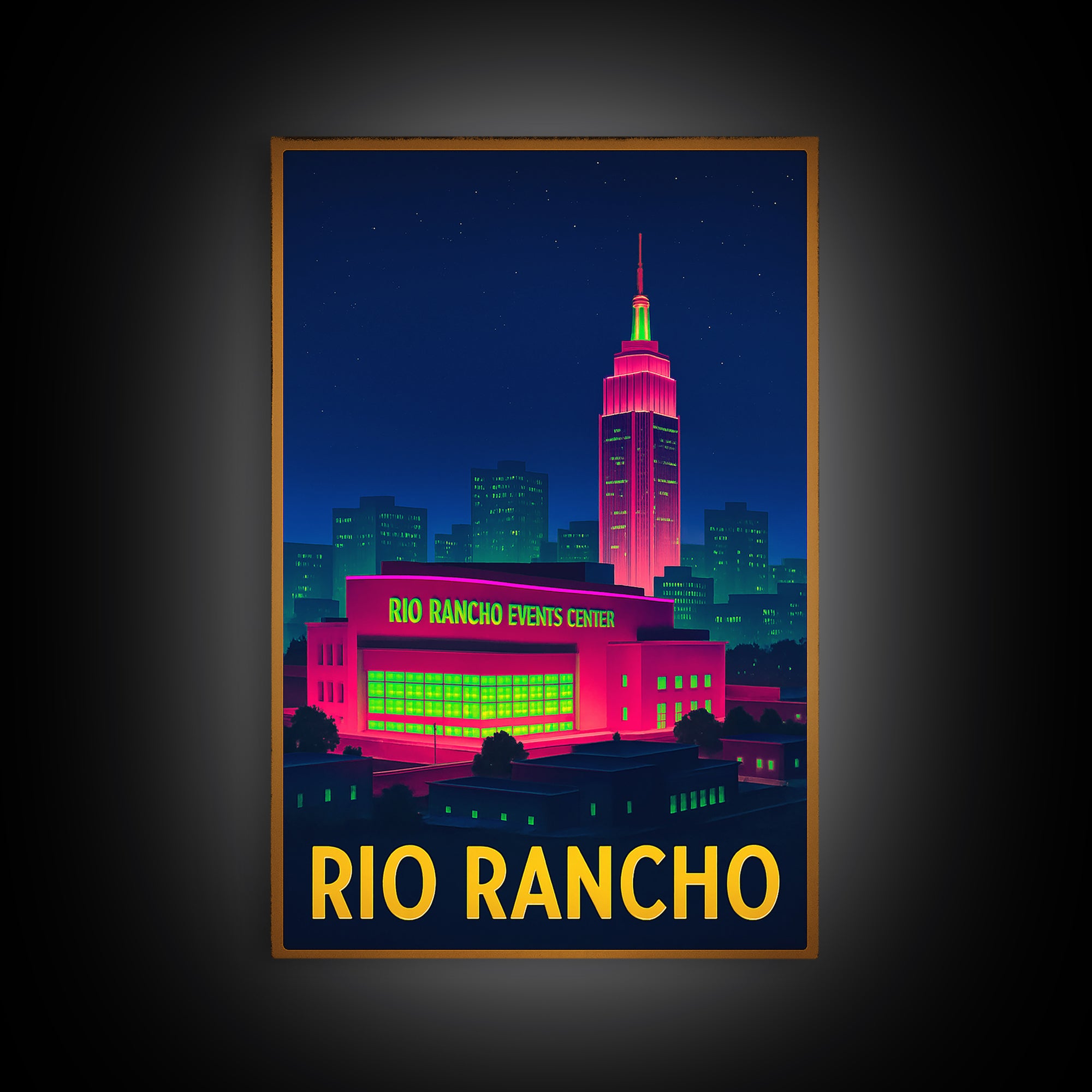 Rio Rancho New Mexico Travel Poster, Canvas Print, Cyberpunk Style City Art, Rio Rancho Art Print, Travel Wall Decor, Eclectic Wall Decor