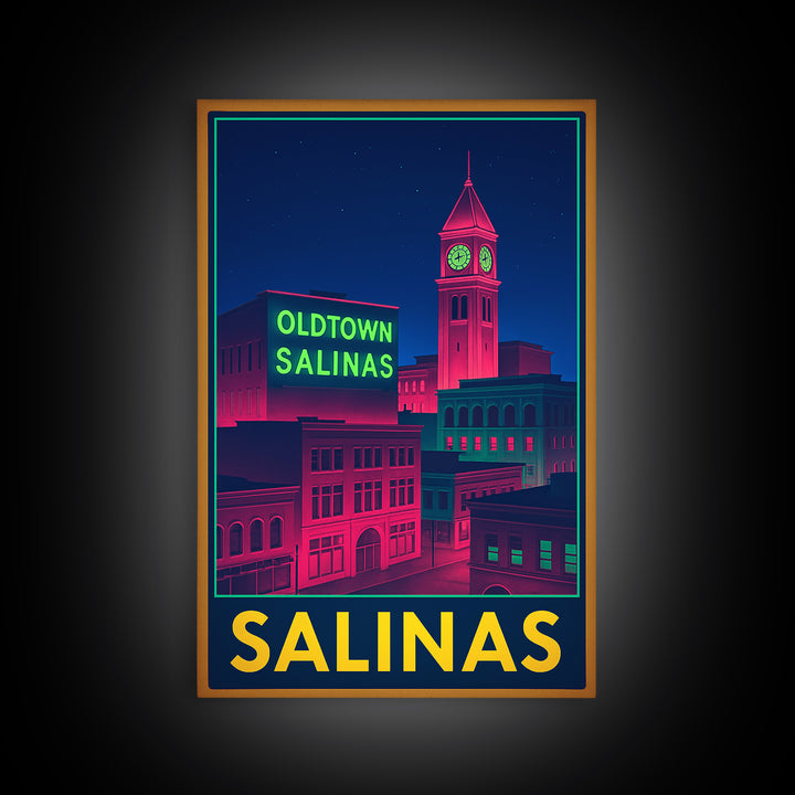 Salinas California Travel Poster, Canvas Print, Cyberpunk Style City Art, Salinas Wall Art, Wall Decor, Travel Wall Decor, Office Decor