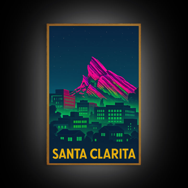 Santa Clarita California Travel Poster, Canvas Print, Electric Night Poster Art, Santa Clarita Art Print, Fine Art Print, City Art Print