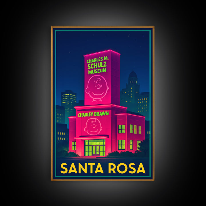Santa Rosa California Travel Poster, Canvas Print, Electric Night Poster Art, Santa Rosa Poster Print, City Art Print, Vintage City Art