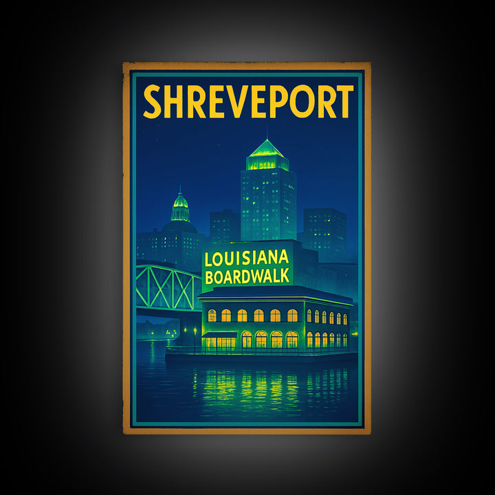 Shreveport Travel Poster, Canvas Print, Cyberpunk Style City Art, Shreveport Art Print, City Travel Prints, Travel Poster Set, Design 2