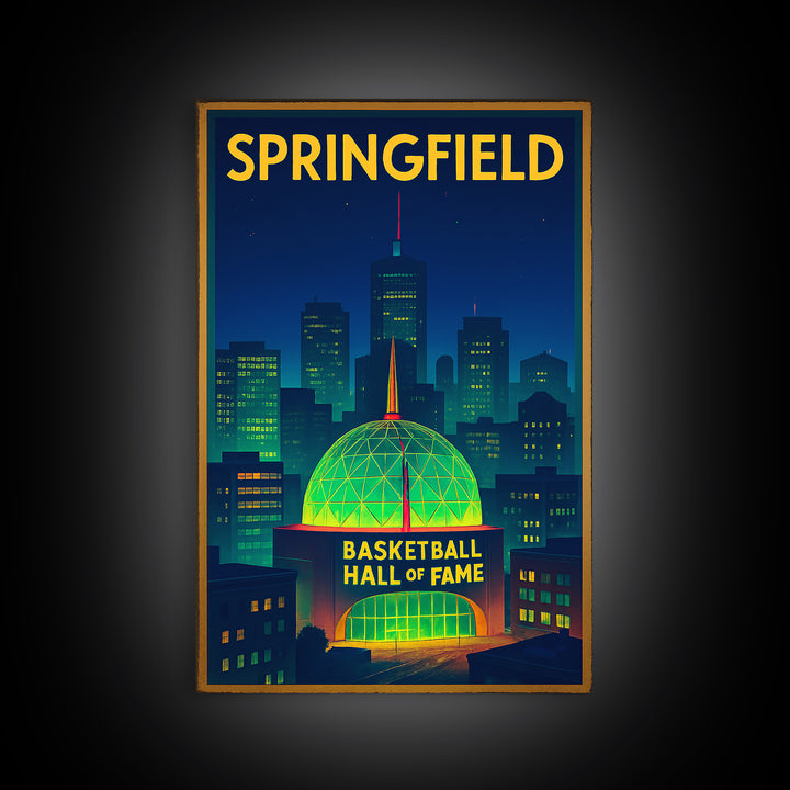 Springfield Travel Poster, Canvas Print, Cyberpunk Style City Art, Springfield Poster Print, City Art Print, Living Room Wall Art