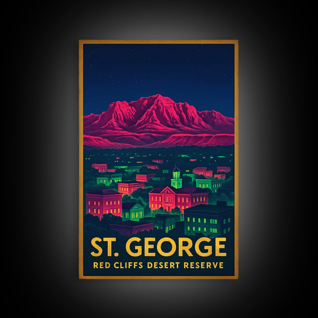 St George Utah Travel Poster, Canvas Print, Cyberpunk Style City Art, St George Art Print, Travel Art Print, Art Print, City Travel Prints
