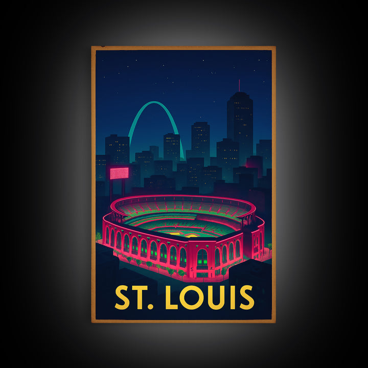 St Louis Missouri Travel Poster, Framed Canvas Print, Cyberpunk Style City Art, St Louis Travel Art, Fine Art Print, City Travel Prints