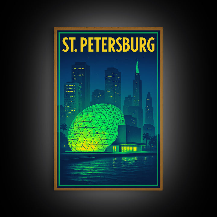 St Petersburg Travel Poster, Framed Canvas Print, Cyberpunk Style City Art, St Petersburg Wall Art, Fine Art Print, City Travel Prints