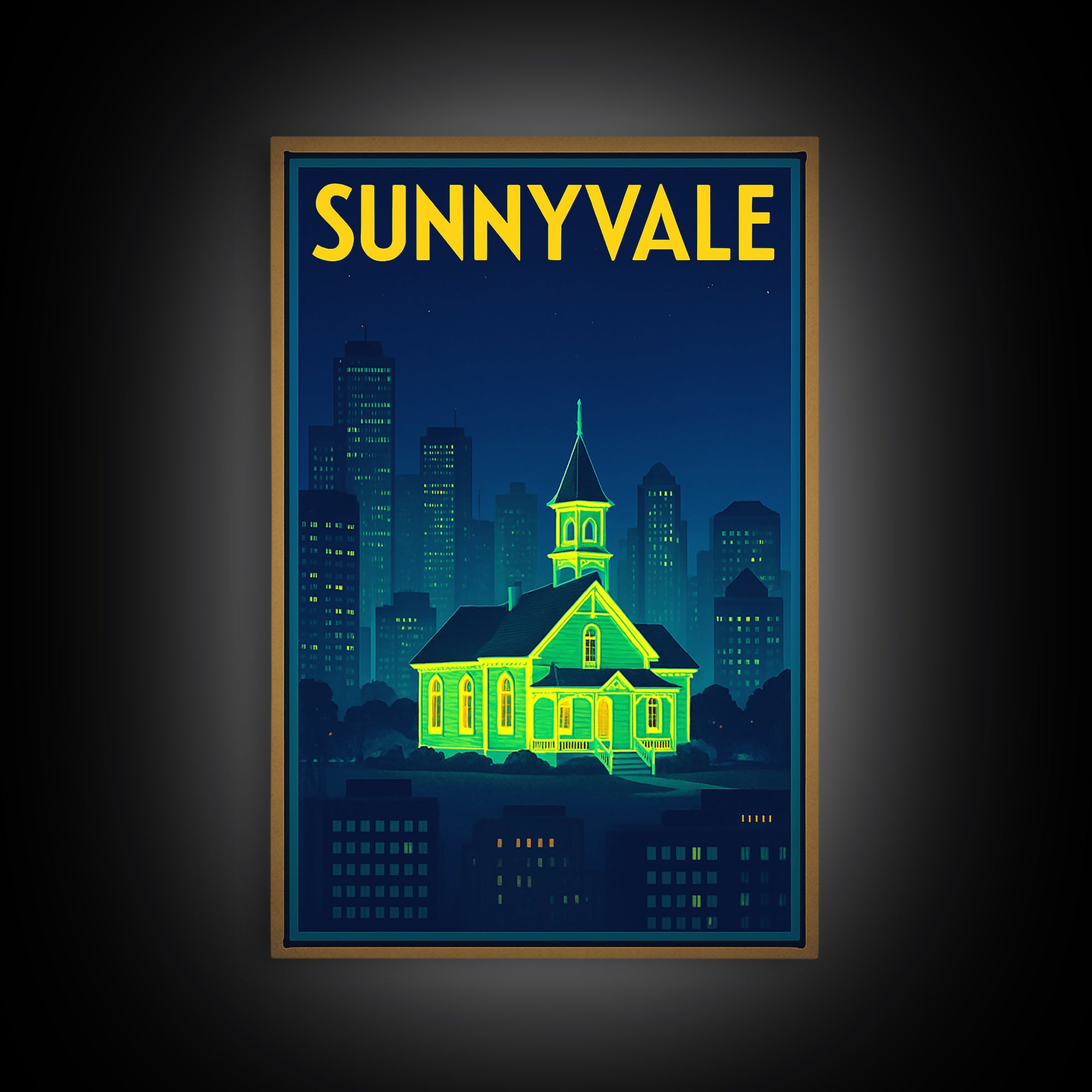 Sunnyvale Travel Poster, Canvas Print, Cyberpunk Style City Art, Sunnyvale Travel Art, Gift For Travelers, Home Office Decor, Wall Art