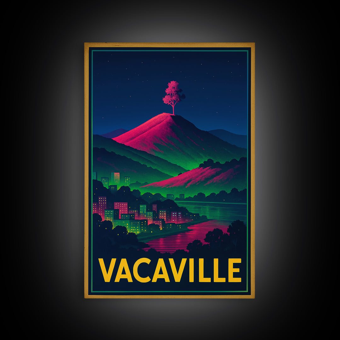 Vacaville California Travel Poster, Canvas Print, Cyberpunk Style City Art, Vacaville City Art, Travel Poster Art, Watercolor Skyline Art